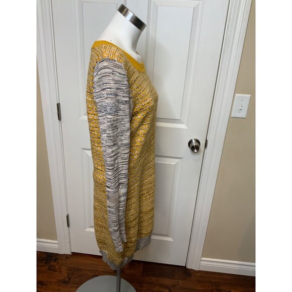 French Connection Yellow Gray Zig-Zag Long Sleeve Sweater Dress, Size 8 - Picture 2 of 5